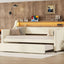 Twin Size Daybed with Trundle, Upholstered Daybed with Charging Station and LED Lights, White - Korvel