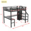 Twin XL Metal Loft Bed with L-shaped Desk and USB