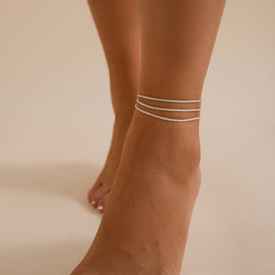 Elegant Thin Chain Metal Beach Anklet Set