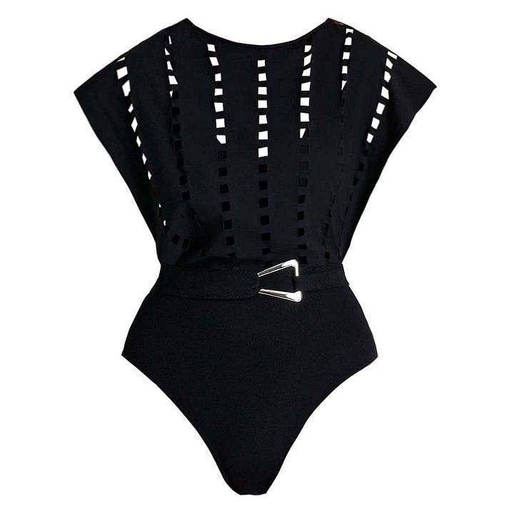 Elegant V-Neck One-Piece Swimsuit for Women