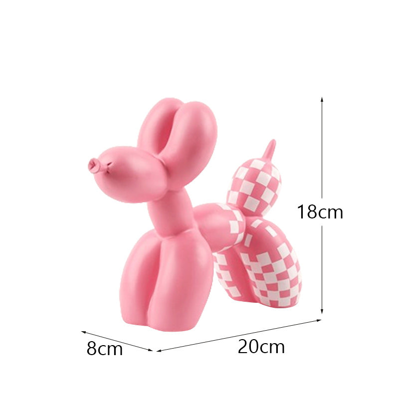 New black and white plaid balloon dog ornaments creative TV cabinet wine cabinet living room porch resin crafts - Korvel