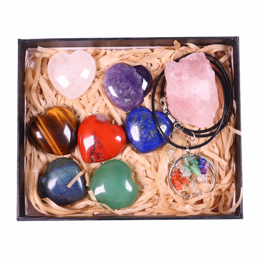 Natural crystal quartz Seven Chakra Crystal Love gemstone Healing stone mineral specimen box Collection - Korvel