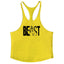Letter printed men's fitness sports vest slim shoulder strap I-shaped vest cotton - Korvel