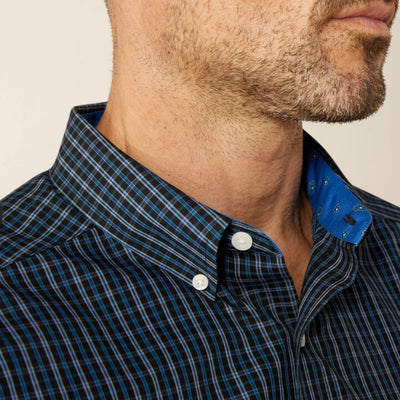 Ariat Men's Classic Fit Plaid Western Shirt - Black & Blue - Korvel