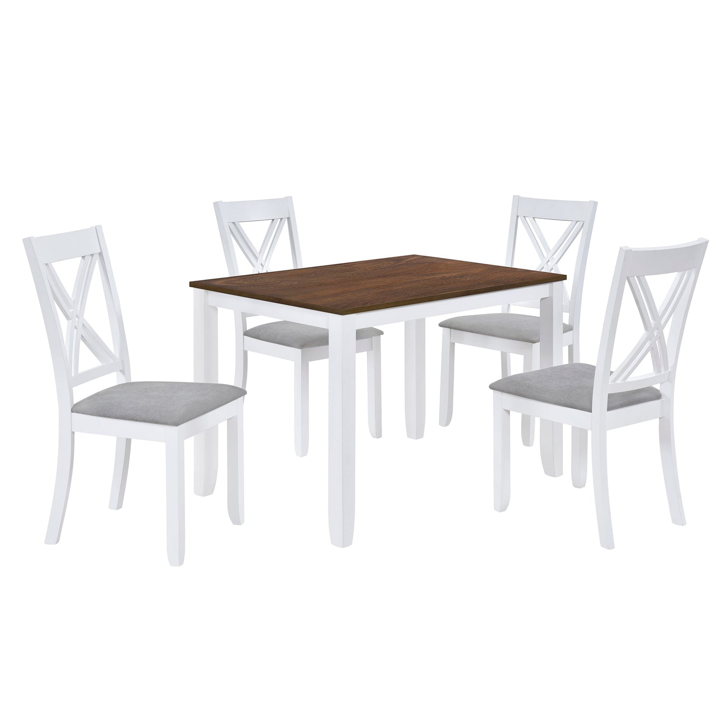 Ensemble de salle à manger rustique minimaliste en bois TOPMAX 5 pièces