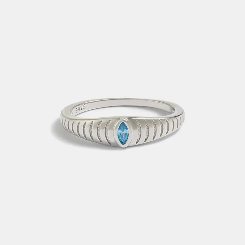 925 Sterling Silver Inlaid Zircon Ring - Korvel