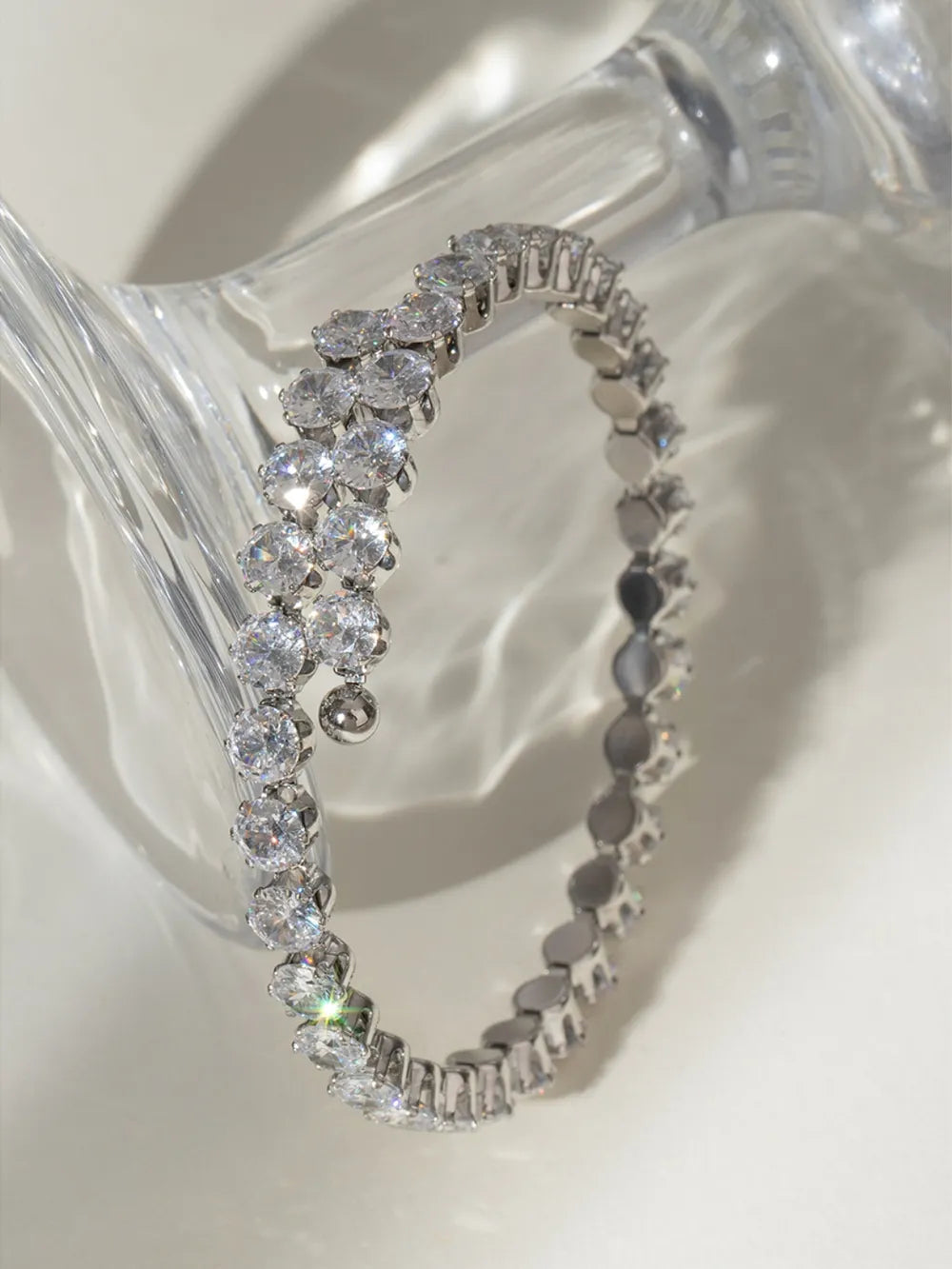 Stainless Steel Inlaid Zircon Bracelet - Korvel