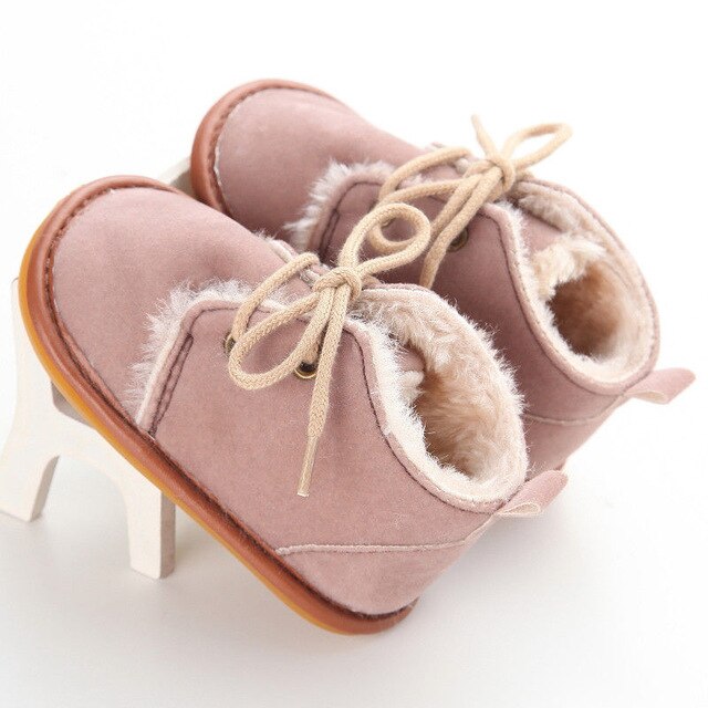 Newborn Baby Girl Boy Shoes Warm Snow Boots Toddler Infant Booties Prewalker Black White Pink - Korvel