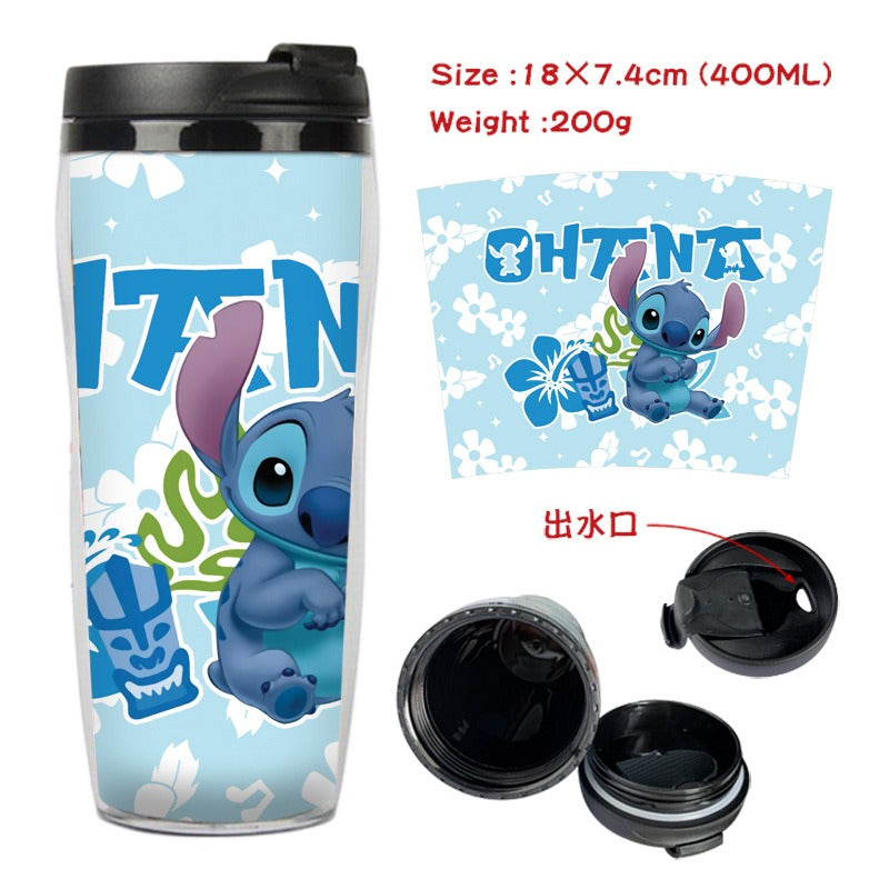 Stitch Stitch animation peripheral double-layer insulated plastic cup two-dimensional cartoon tea cup cold water kettle water cup - Korvel
