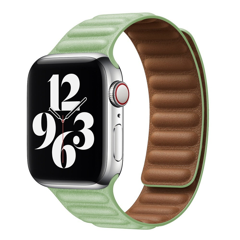 Suitable For iwatch8 Watchband S7 SE 6/5/43 Magnetic Suction New Leather Loopback Chain Apple Watch Wristband - Korvel