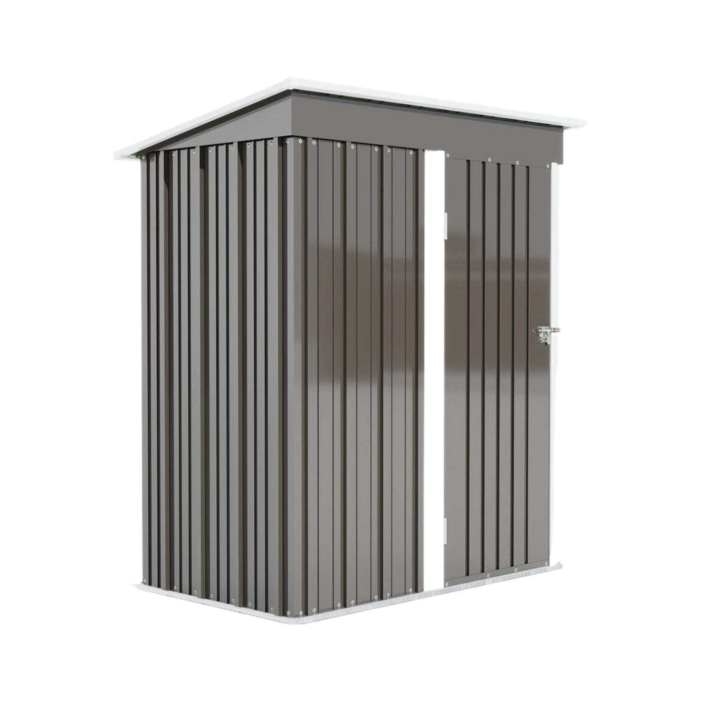5 * 3FT outdoor storage shed, tool shed with sloping roof and lockable door, backyard garden metal shed, courtyard lawn, gray - Korvel
