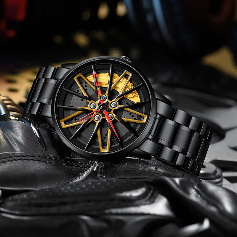Luxury Men's Stainless Steel Quartz Watch with Unique Design