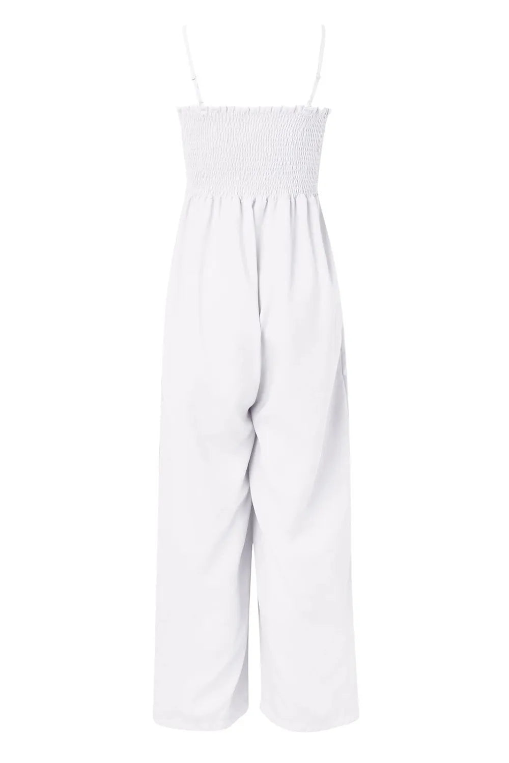 Smocked Spaghetti Strap Wide Leg Jumpsuit - Korvel