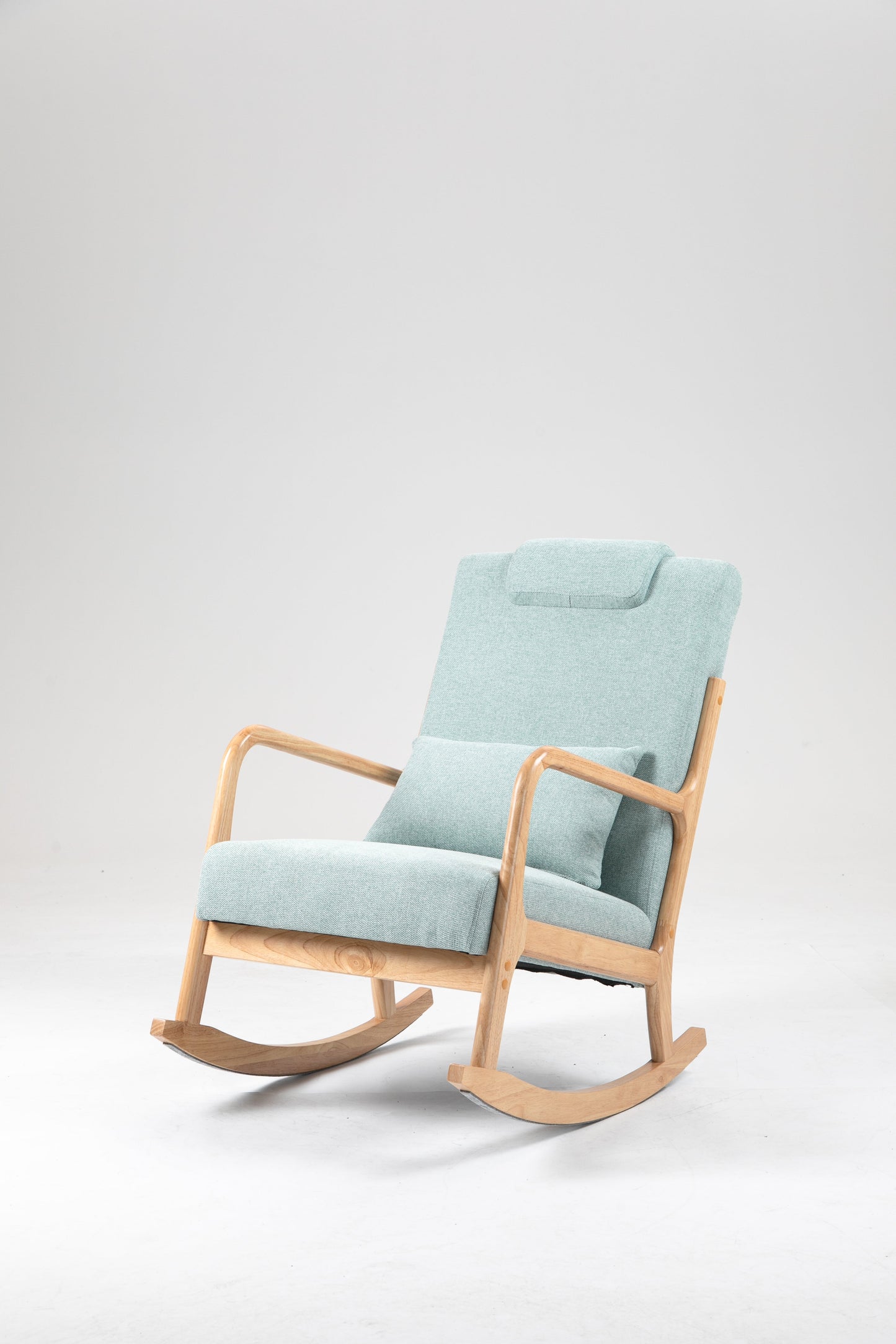 Premium Upholstered Rocking Chair with Lumbar Pillow