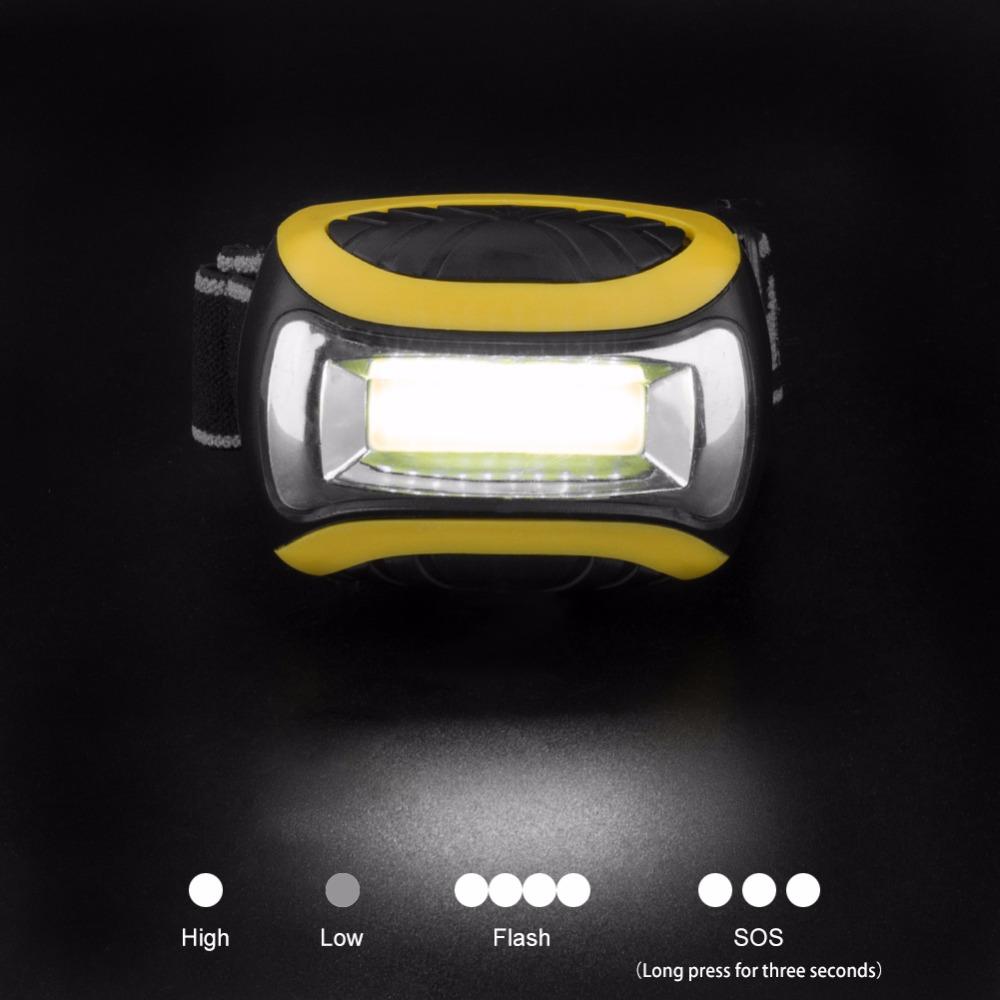COB LED Headlamp  Frontal 4 Mode Energy Saving Flashlight Linterna For Outdoor Sports  Use AAA - Korvel