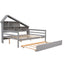 Full Size Platform Bed with Trundle and Shelves Gray - Korvel