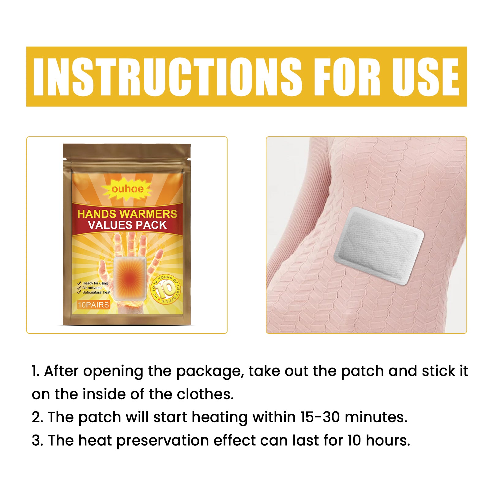 Hand Warmer Winter Home Self-Heating Warm Hand Portable Disposable Patch - Korvel