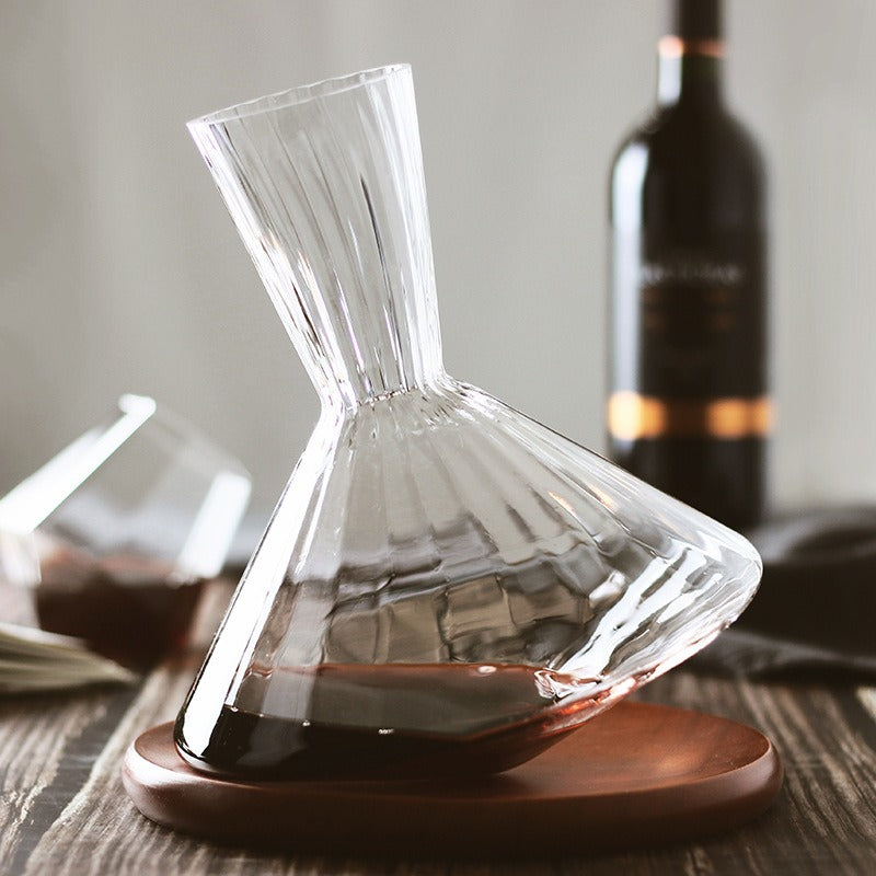 Premium Red Wine Carafe Tumbler Wine Dispenser Decanter with Wood Tray - Korvel
