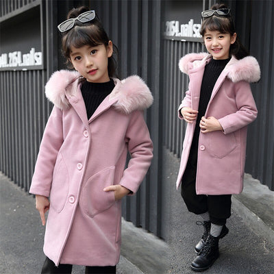 Girls Long Sleeve Hoode clothing Windbreaker spring autumn Winter clothes wool Coat Kids jacket Wedding Outwear parka - Korvel