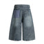 Punk Washed Distressed Denim Shorts for Men