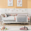 Twin Size Metal Daybed with Adjustable Trundle  Pop Up Trundle  Silver - Korvel