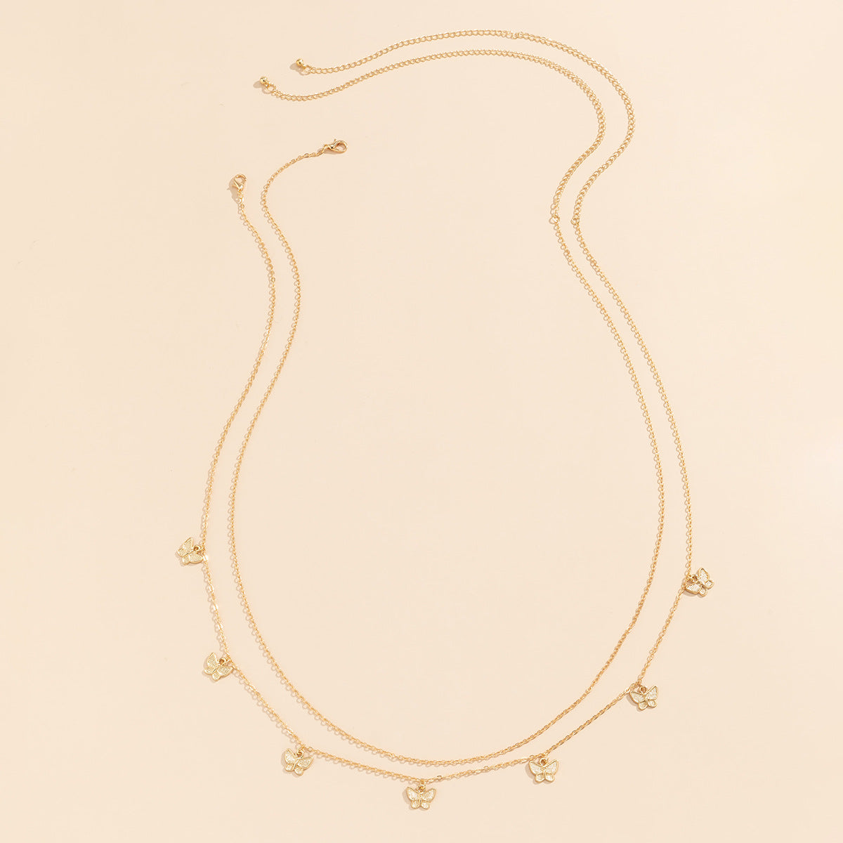 Tassel Butterfly Pendant Double layer Waist Chain for Women's Sexy Street Photography Single circle Metal Body Chain - Korvel