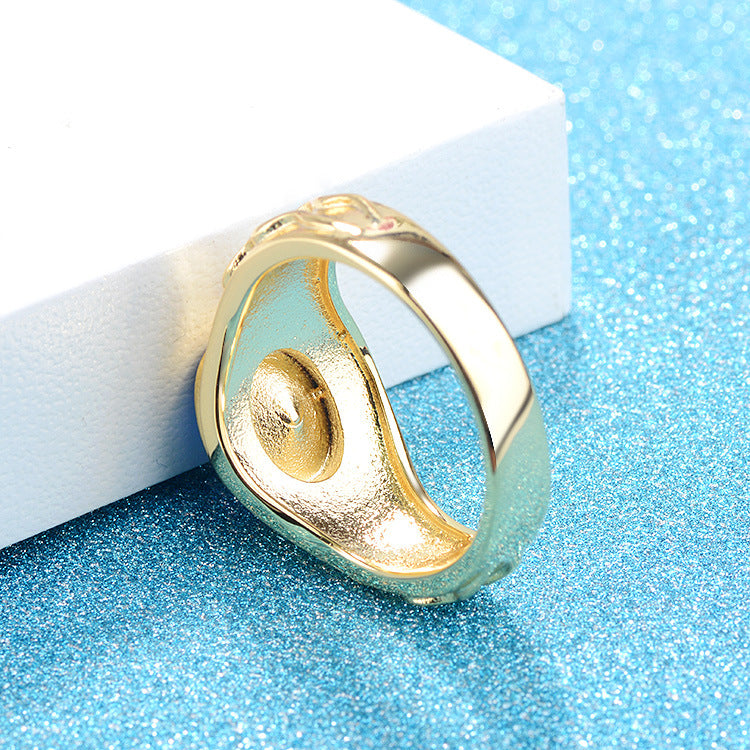 Simple and elegant men's ring plated with platinum, gold, and artificial gemstones - Korvel