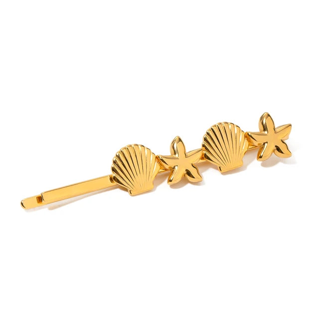Stainless steel shell hair clip with bangs, high-end feel, ins metal hair accessories, broken hair clip at the back of the head - Korvel