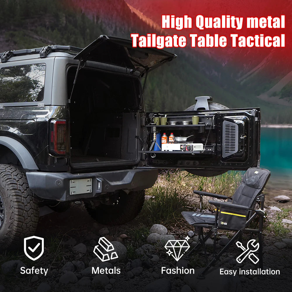 Tailgate Table & MOLLE Panel For Ford Bronco(2021-2024) - 2-Tier Camping Rack - Korvel
