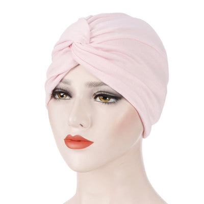 New elastic fabric with crossed candy colored twisted hat and candy colored base on the forehead - Korvel