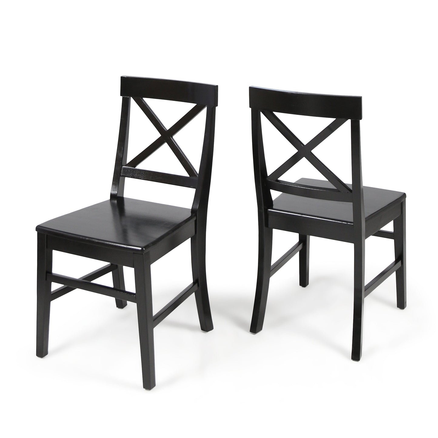 Chaises de salle à manger en bois d'acacia Roshan Farmhouse, noires (ensemble de 2)