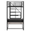 Twin Size Metal Loft Bed with Bench and Storage Staircase  Black - Korvel