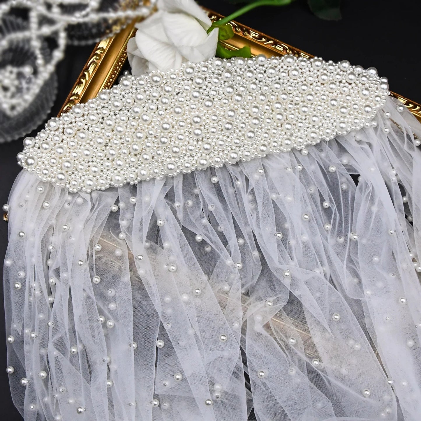 Pearl Hair Band Bridal Veils Extra Long Royal Cathedral Length Veil Wedding Veils with Comb Wedding Hair Accessories - Korvel
