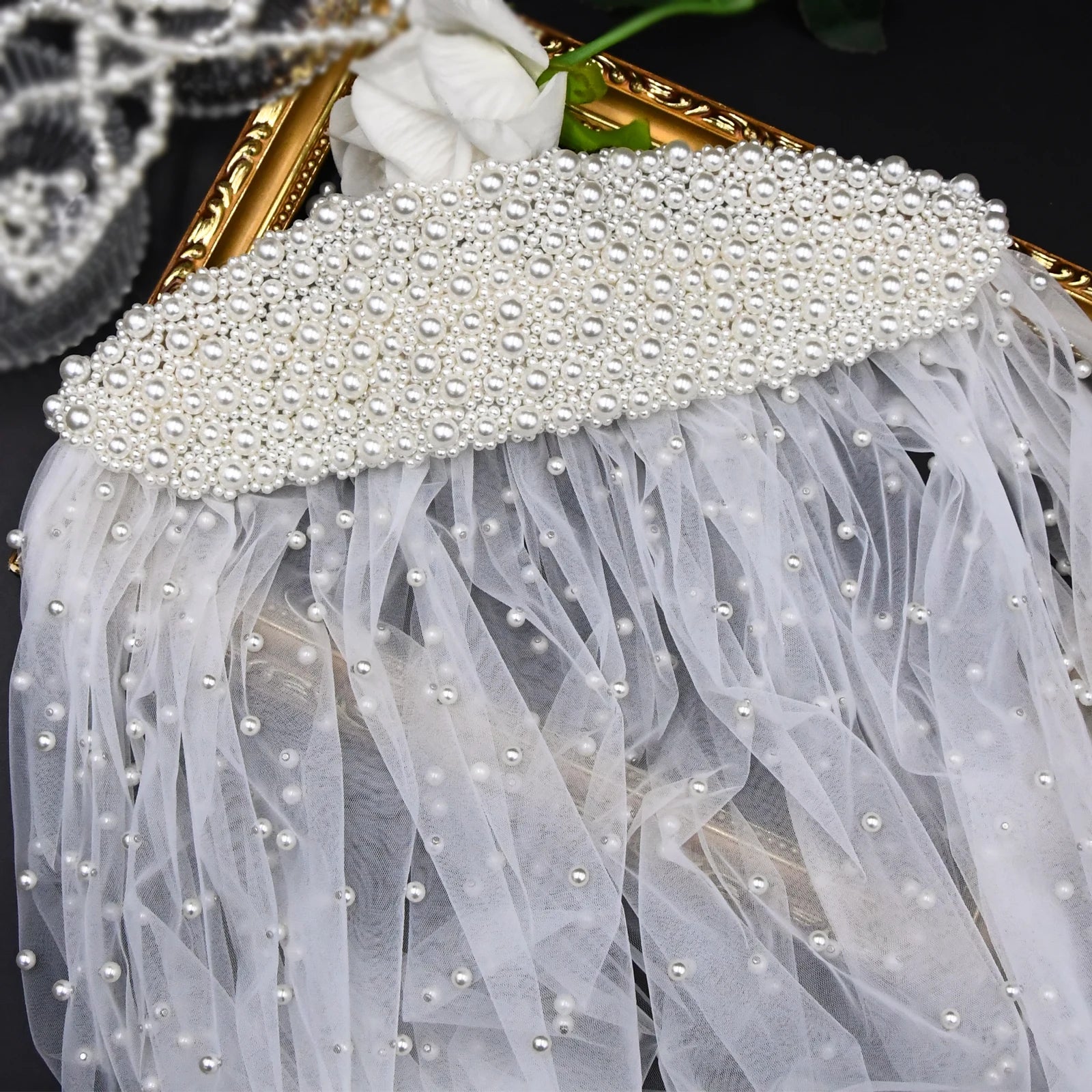 Pearl Hair Band Bridal Veils Extra Long Royal Cathedral Length Veil Wedding Veils with Comb Wedding Hair Accessories - Korvel