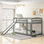 Twin over Twin Bunk Bed with Convertible Slide and Ladder Gray - Korvel