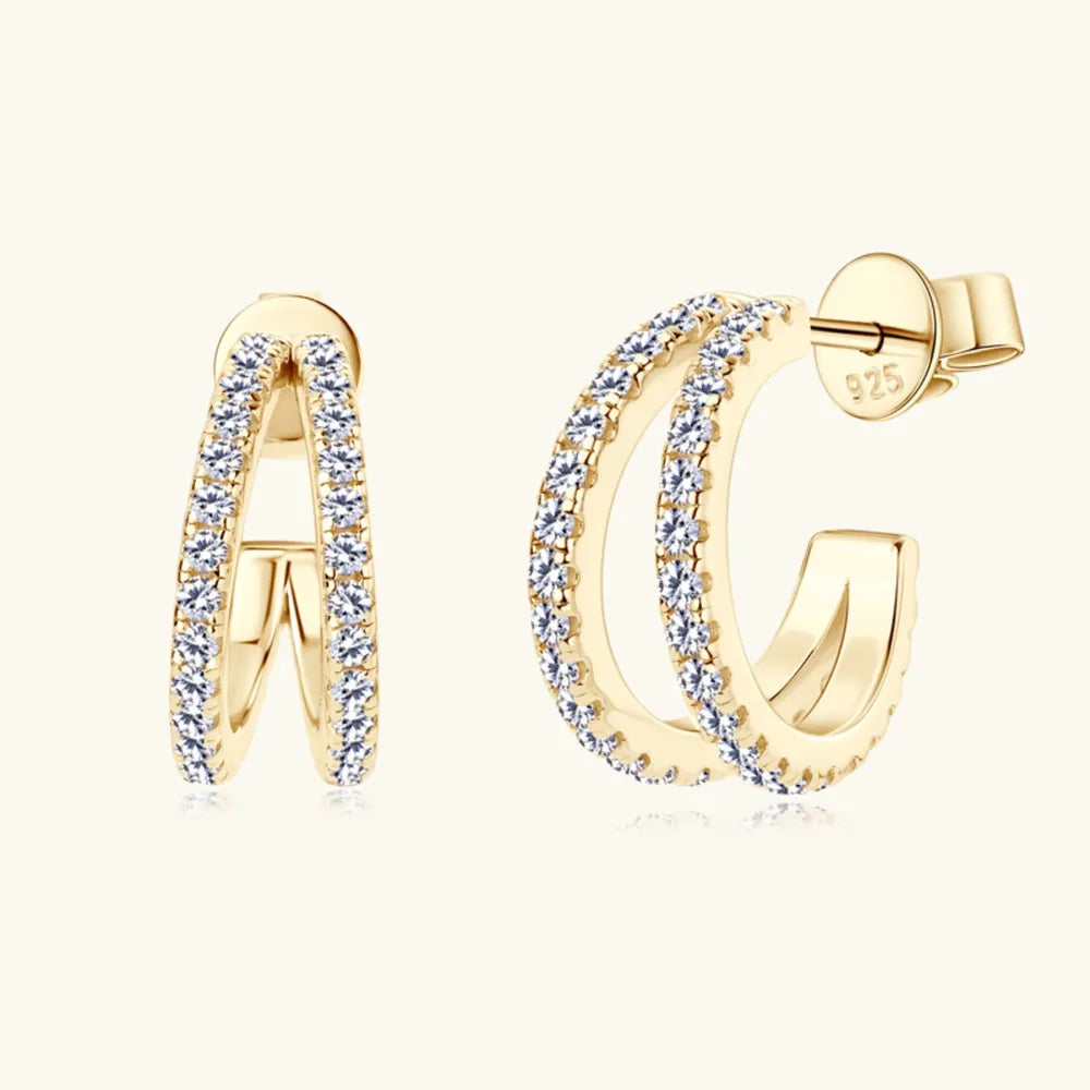 Moissanite 925 Sterling Silver C-Hoop Earrings - Korvel