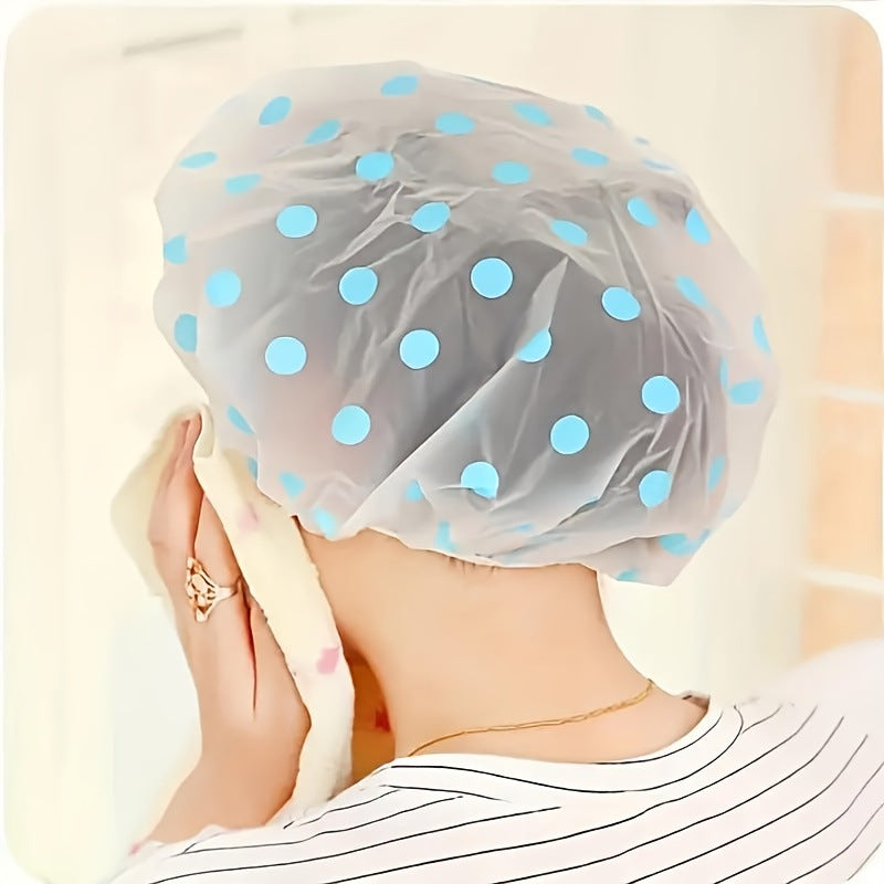 Premium Waterproof Polka Dot Shower Cap