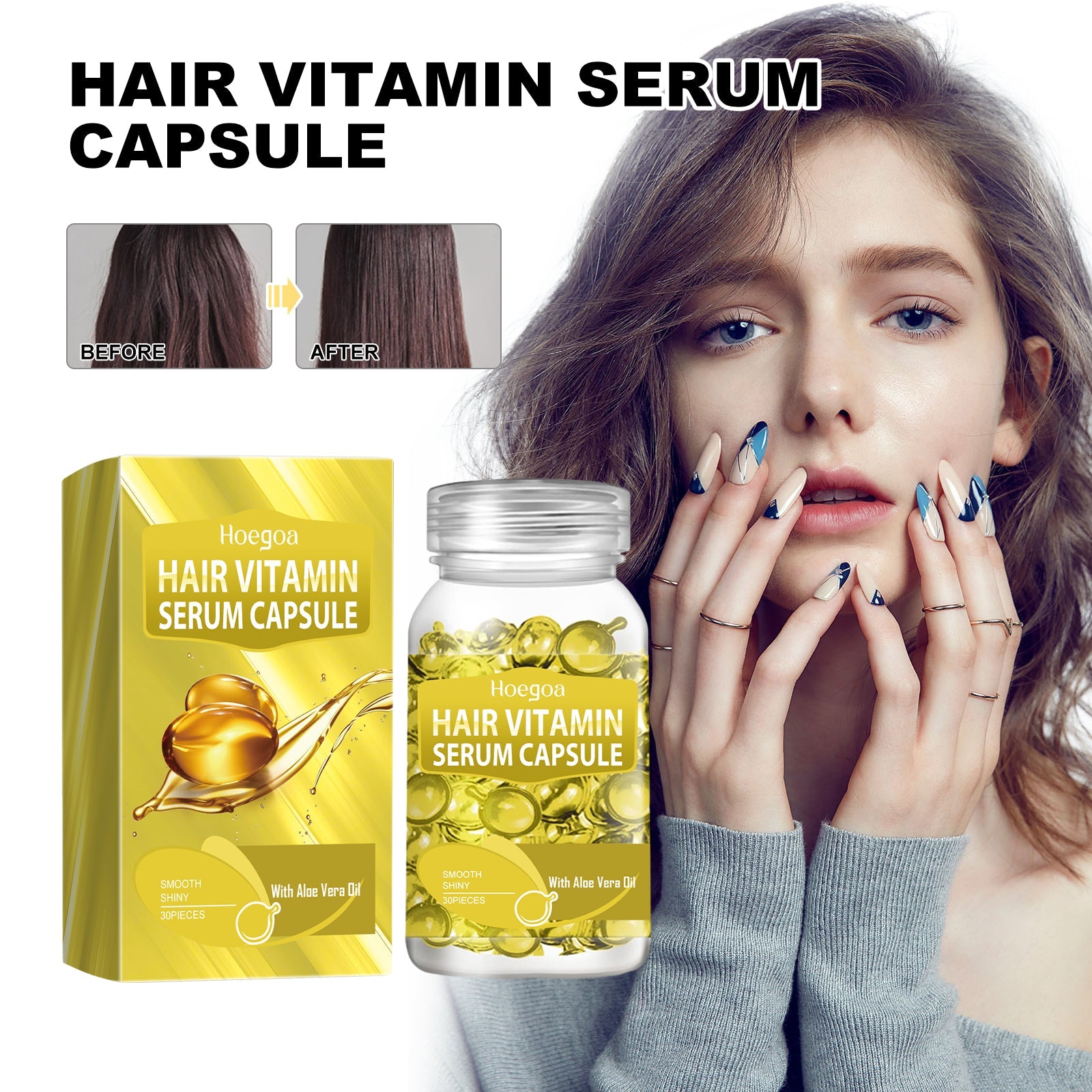 Yellow Hair Essential Oil Care Capsule Repair Scalp Dust, Moisturize And Protect Hair Soft And Shiny - Korvel