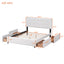 Upholstered Platform Bed with Classic Headboard and 4 Drawers No Box Spring Needed Linen Fabric Queen Size White - Korvel