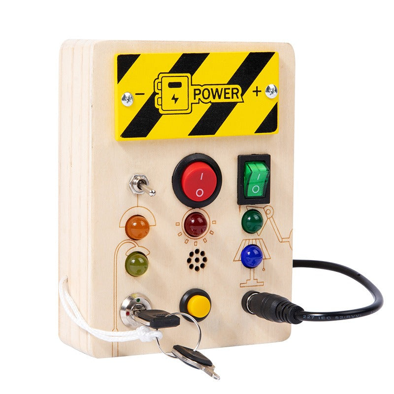 Montessori Busy Board Sensory Toys Wooden with LED Light Switch Control Board Travel Activities Kids Games for 2-4 Years Old - Korvel