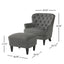 Modern grey fabric club chair and Ottoman set, stylish cushioned armchair, paired with Ottoman style - Korvel
