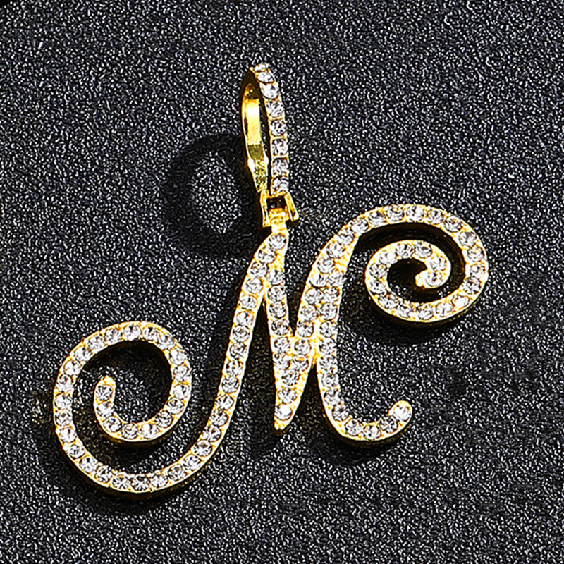 Hip Hop Grass Letter Pendant with Cuban Chain