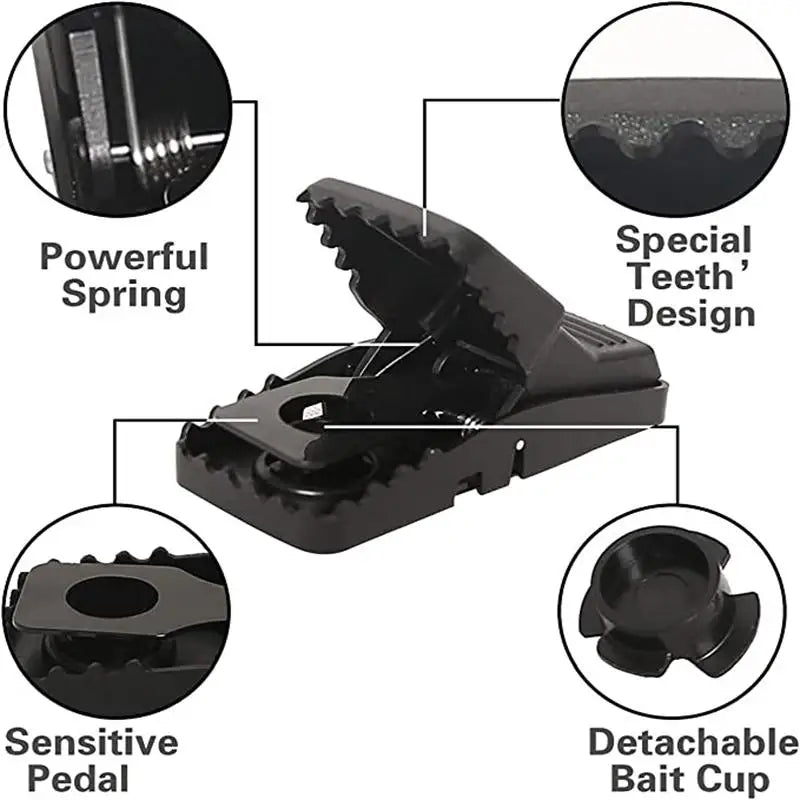 Black Reusable Plastic Mouse Trap Traps Rodent Catcher Home Mousetrap Killer Mouse Snap Traps Rodent Catcher - Korvel