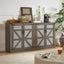 65-Inch Slate Gray Faux Rattan Sideboard with Barn Doors