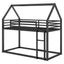 Twin over Twin House Bunk Bed with Built-in Ladder - Black