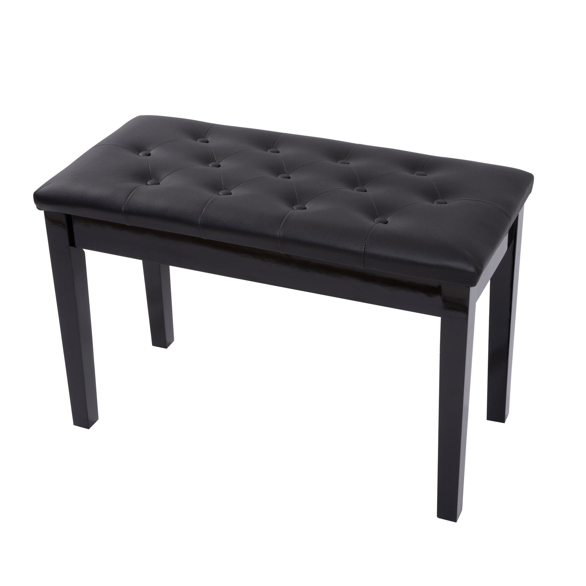 Piano Bench with Padded Cushion and Music Book Storage Compartment, Duet Wooden Seat, 13.7 x 29.5 x 20 inches, Load 440lb Black - Korvel