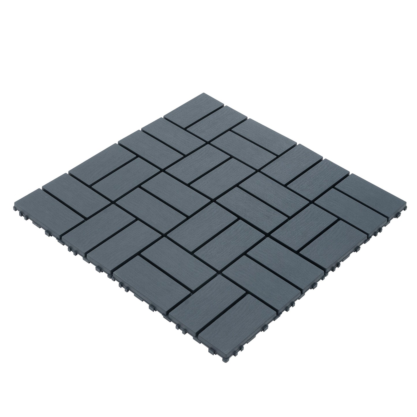 Plastic interlocking deck tiles, 44 terrace deck tiles, 12 "x12" square waterproof terrace floor tiles, gray - Korvel