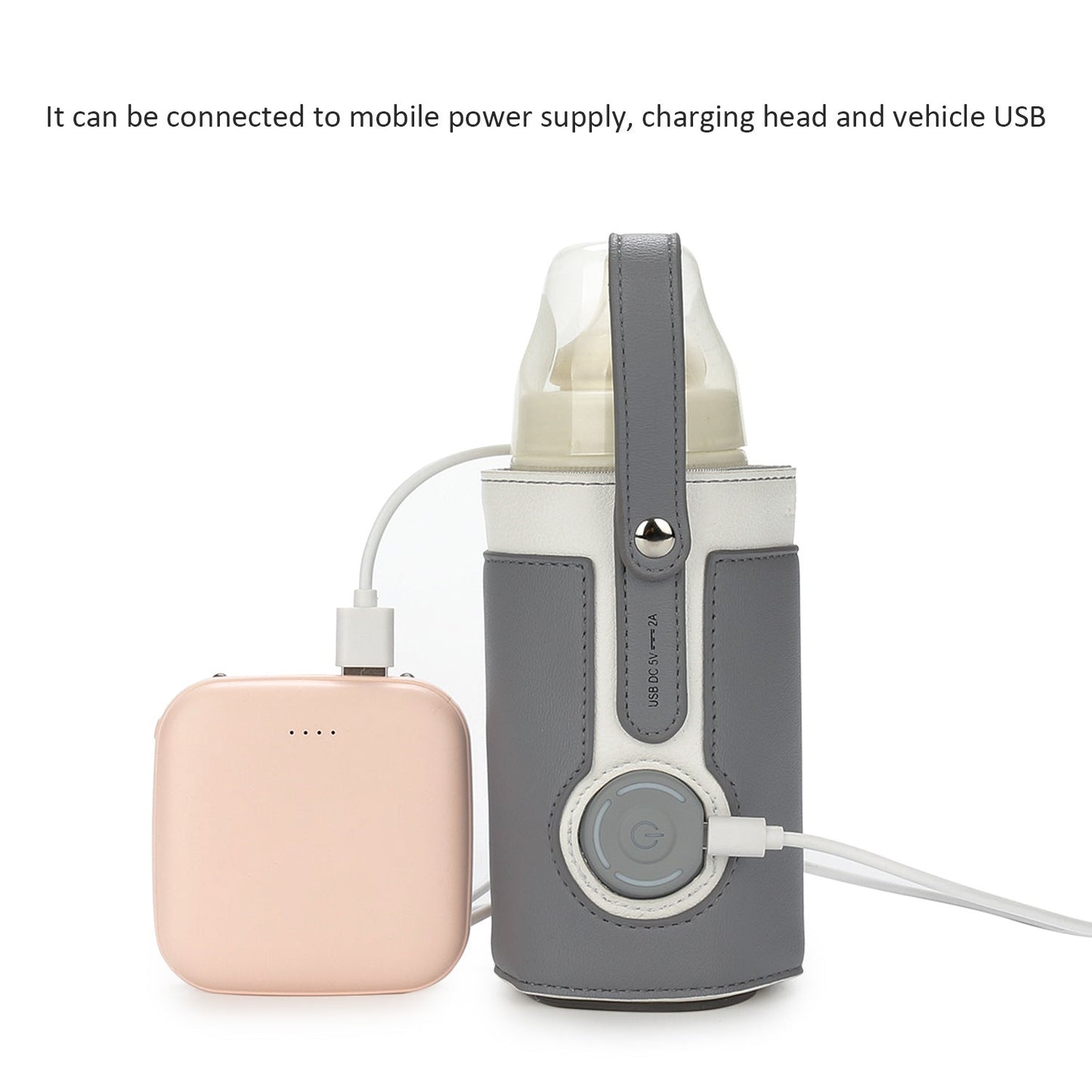 Warmer bag Warm milk bag leather three speed adjustable heating milk bottle bag car portable constant temperature heating cup sleeve - Korvel