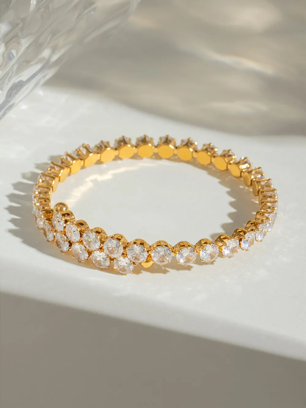 Stainless Steel Inlaid Zircon Bracelet - Korvel