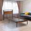 Dual size metal platform bed frame with wooden headboard and footrest, USB LINER, LED lights - Korvel